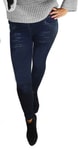 Dámské moderní zateplené legíny s bambusovým vláknem pro plnoštíhlé - imitace jeans - M-3XL