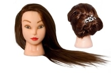 Cvičná hlava Annabelle k prodlužování vlasů, střihy, účesy + stojan ZDARMA! až 60cm