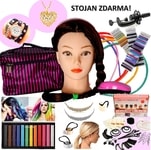XXL Luxusní vánoční sada - Česací hlava s mega příslušenstvím – česací sada se šperky a doplňky do vlasů pro malé i velké - HIT! - stojan ZDARMA!