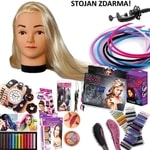 XXL Luxusní vánoční sada - Česací hlava blondýnka s mega příslušenstvím – česací sada se šperky a doplňky do vlasů pro malé i velké - HIT! - stojan ZDARMA!
