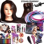 XXL Luxusní vánoční sada - Česací hlava s mega příslušenstvím – česací sada se šperky a doplňky do vlasů pro malé i velké - HIT! - stojan ZDARMA!