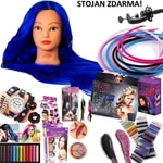 XXL Luxusní vánoční sada - Česací hlava s mega příslušenstvím – česací sada se šperky a doplňky do vlasů pro malé i velké - HIT! - stojan ZDARMA!